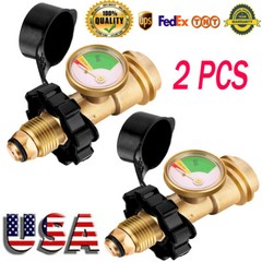 Propane Tank Adapter with Gauge Converts POL LP Tank Service Valve QCC1 / Type 1