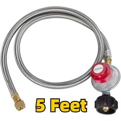 5Ft 20PSI Adjustable Propane Regulator Hose w/ QCC-1/Type,Gas Grill LP Regulator