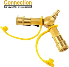 1/4″ RV Propane Quick Connect Y Splitter Adapter w Shutoff Valve for RV Trailer