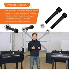 2 Set 74072 Auger Motor Shaft Nut & Bolt, 0.875 x 0.31 x 0.18 inches, Black