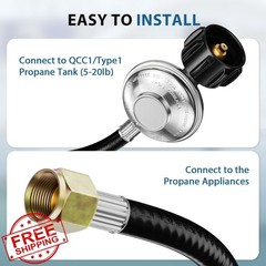 Rushare Gas Grill Regulator Hose 2ft, Propane Replacement for Weber Charbroil