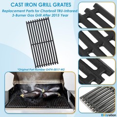 G474-0017-W2 17″ Grill Grate for Charbroil TRU Infrared 3-Burner 463242516 46…
