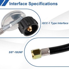 Single Stage Propane Hose and Regulator Kit for BBQ Grills For 540 lb Capacity