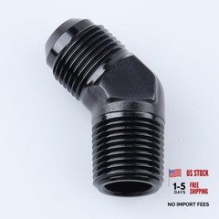 45 Degree Elbow -10 AN Male Flare to 1/2″ NPT Male 10AN to 1/2 NPT Black