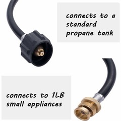 6FT LP QCC Propane Adapter Hose Tank 1lb to 20lb Converter For Weber Q Gas Grill