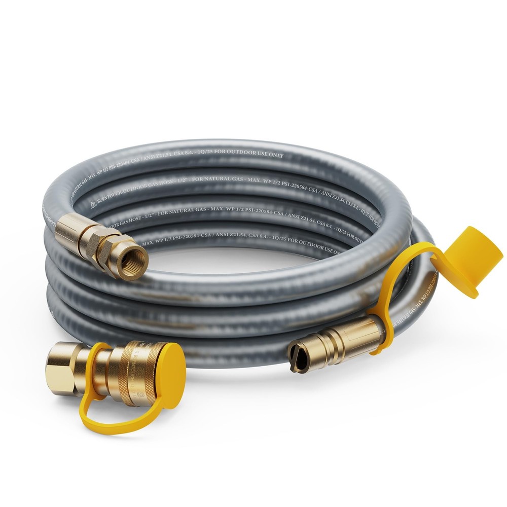 15 FT 1/2 Inch ID Natural Gas Grill Hose with 1/2 Inch Female Flare x Male Qu…