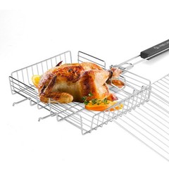 Foldable BBQ Fish Grill Basket with Storage Bag for Camping and Picnics