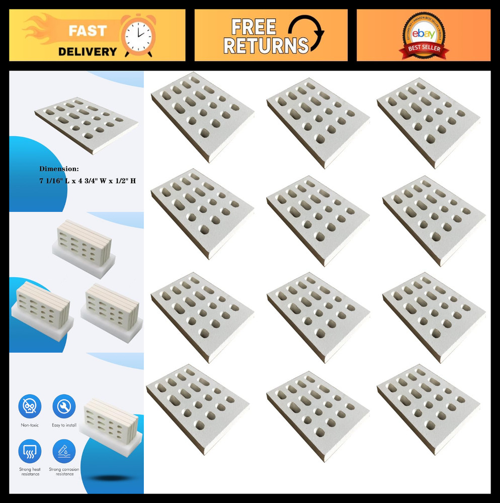 12-Pack Ceramic Grill Briquettes Flame Tamer Replacement for BBQ & Grilling