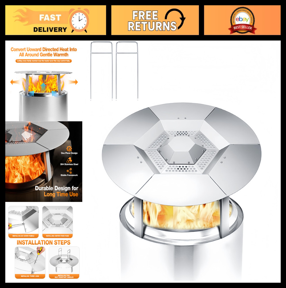 Heat Deflector 19.5″ for Solo Stove, Stainless Steel Heat Diffuser, Camping Acce
