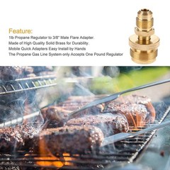 1LB Propane Tank Regulator Adapter for 3/8 Inch Male Flare to 5/8-18 UNF Thread