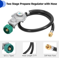 5FT Dual Stage Propane Regulator with Hose – Safe & Durable