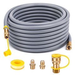 48FT 1/2″ ID Natural Gas Hose Quick Connect 3/8″ Female Flare Adapter For Grill