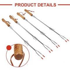 Set of 4 Extendable BBQ Grill Forks Stainless Steel for Outdoor Roasting