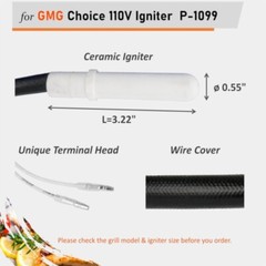 120V Ceramic Ignitor Replacement Part for GMG P-1079 P-1099 Grill Ignitor Rod