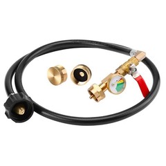 Propane Refill Adapter Hose with Gauge, 4 FT/48 Inch Propane Tank Refill Adapter