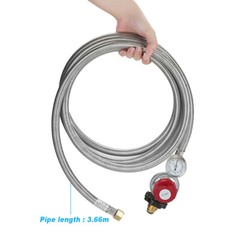 12ft High Pressure Adjustable Propane Gas Regulator with Braided Hose Indicator