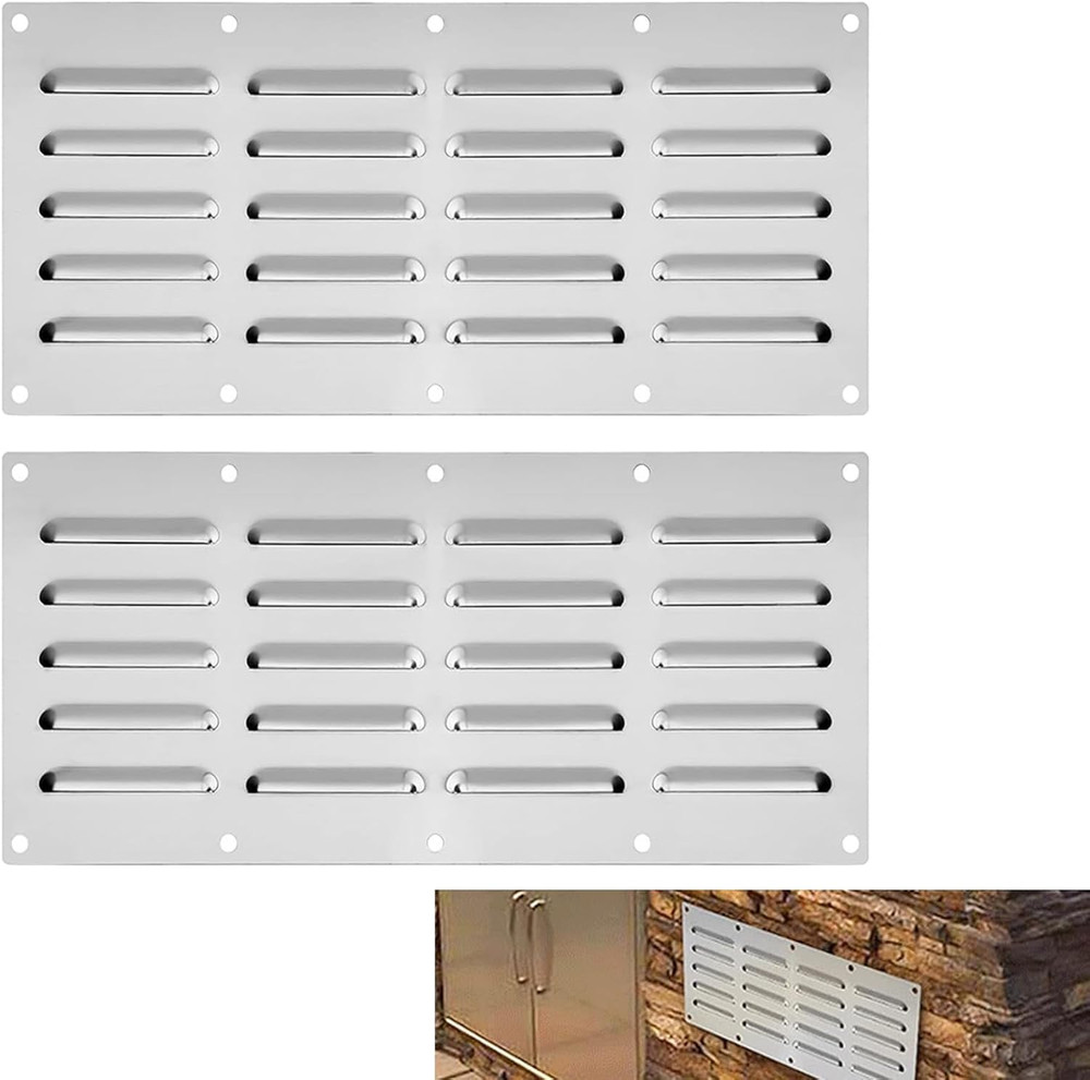 2 Pack Stainless Steel Venting Panel for Grill Accessory, 15″ by 6-1/2″ Stainles