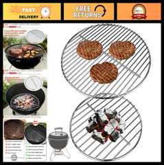 13.5″ Cooking & 10.5″ Charcoal Grate Kit, Heavy-Duty Steel Replacement for 14″ G