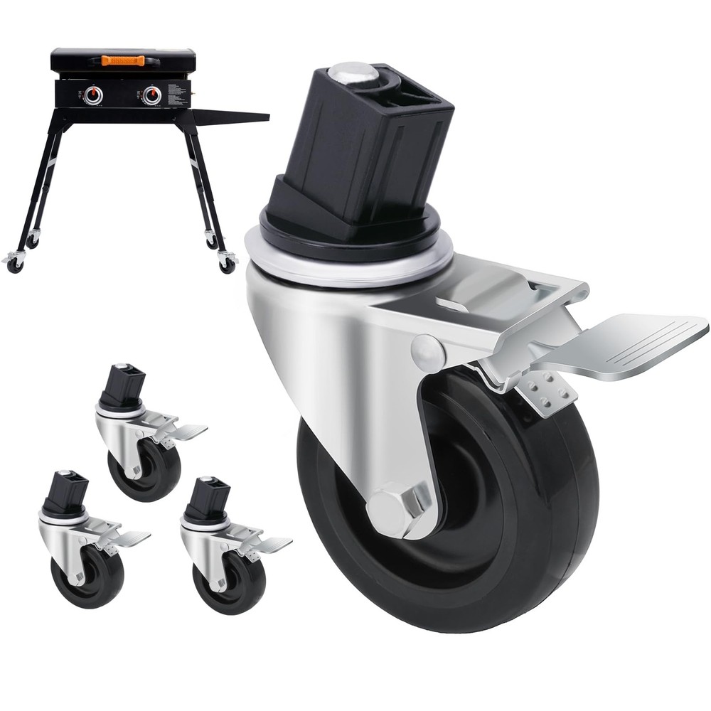 4 Pack 3 Inch Caster Wheels for Blackstone Griddle Stand with Brake