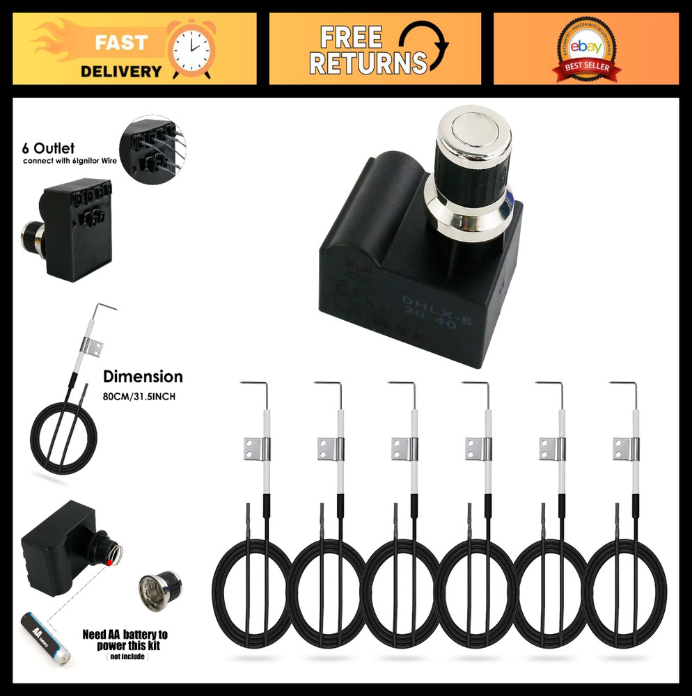 Universal 6 Outlet Push Button Grill Ignitor Kit for Nexgrill & Home Grills