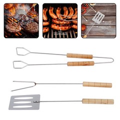 Compact and Lightweight 3 Piece Grill Utensil Set with Clip Shovel and Fork