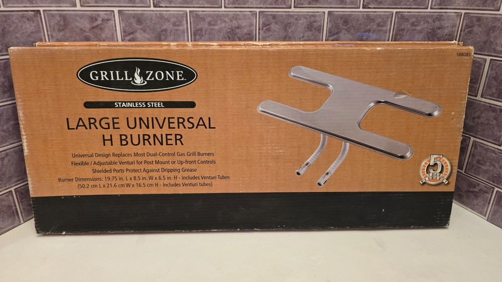 Large Universal H Burner Replace Most Dual-Control Gas Grill Burners *New*