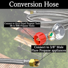 6Ft Stainless Braided Propane Regulator Hose for Blackstone Grill 20Lb Tank