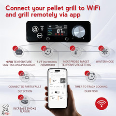 Wifi PID Rectangular Pellet Grill Controller Replacement for Pit Boss 440-1600,
