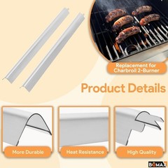 BQMAX Cooking Grate & Heat Plate for Charbroil 2-Burner Grill 463630422