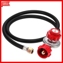 High-Pressure 4ft Propane Regulator with Adjustable 0-20 PSI & Red QCC-1 Hose