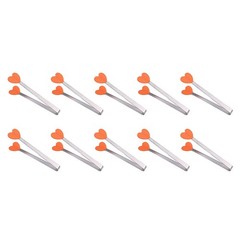 Heat Resistant Handle 10pcs Heart Shaped Stainless Steel Tongs for BBQ