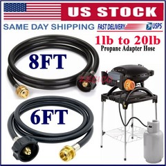6FT QCC Propane Adapter Hose for Weber Q Gas Grill LP Tank 1lb to 20lb Converter