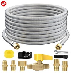 20′ High Pressure Braided Propane Hose Extension & Fittings for BBQ Grill Heater