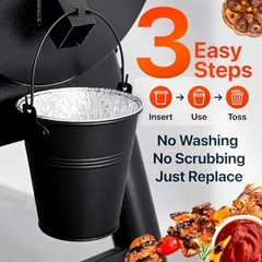 Grease Bucket for Pellet Grill with 20 Grease Bucket 20 Pack Liners with Bucket