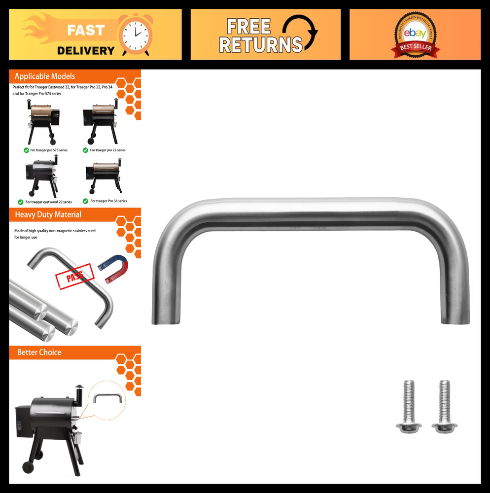 11″ Stainless Steel Grill Handle Replacement for Traeger Pellet Grills – Fits Ea