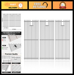 3pcs Stainless Steel Grill Cooking Grates, 17″x23.1″ Replacement Parts for Charb