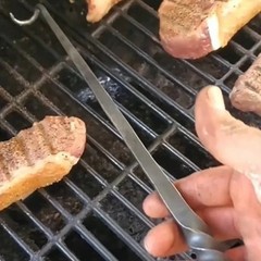 BBQ Meat Hook Flipper Long Handle Tool for Flipping and for lifting Grilled