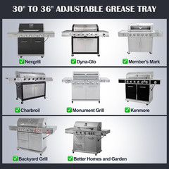 Grease Tray w/ Catch Pan for Charbroil Nexgrill Dyna Glo Grill Adjustable 30–36″