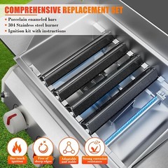 7636 Flavorizer Bars & 69787 Grill Burner for Weber Spirit E310, Spirit I&II 300