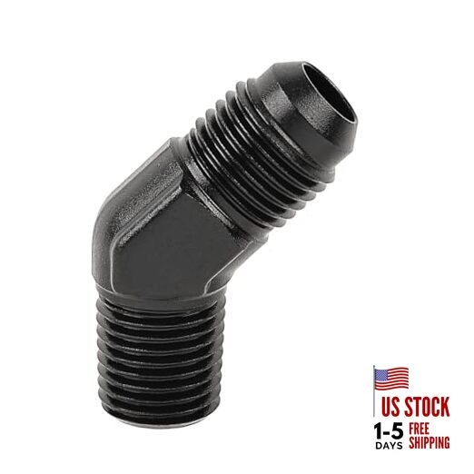 6AN Male Flare to 1/4″ NPT Pipe Fitting Adapter 6AN to 1/4 NPT 45 Degree