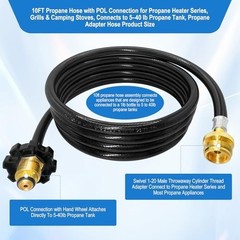 10FT Propane Hose for Portable Heaters & Grills, POL Fitting, CSA Certified, 5-4