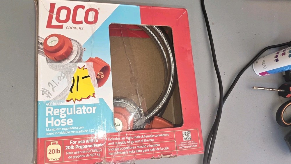 Loco Cookers 48″ Stainless Steel Braided Regulator Hose- For 20LB Propane Tank