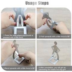 Clapery 4 PCS Funny BBQ Stand Man Hot Dog Holder, Creative 4 Pcs, silvery