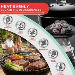 304 Stainless Steel Cooking & Charcoal Grate Kit for 22/22.5” Kettle Grill Acce