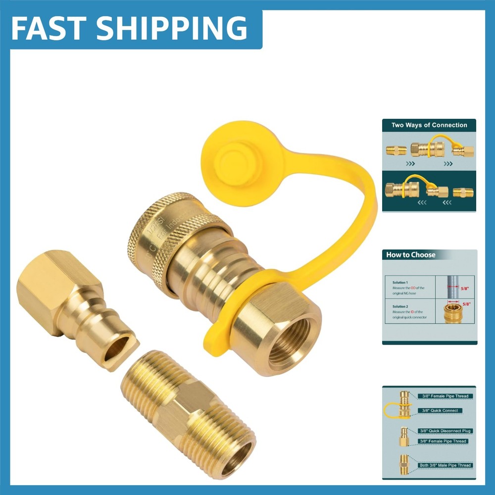 Corrosion-Resistant 3/8 Inch Quick Connect Brass Fittings for Safe Gas Use