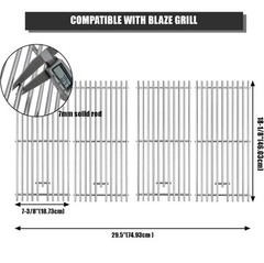 RJC008P Stainless Steel Grill Grates Replacement for RCS 32″ Blaze LTE & Summers