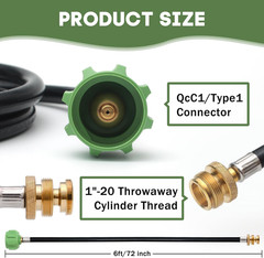 1 lb to 20 lb Propane Adapter Hose & Griddle Regulator Replacement for Blackston