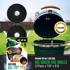 Gasket for Big Green Egg Large/XL/XXL – 2-Pack x 8 FT Smoker Gasket Seal – BG…