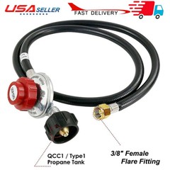 5 FT High Pressure LPG Propane Gas Hose Regulator Adjustable 0-20 PSI