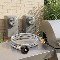 6FT Propane Hose Adapter with Gauge 1lb to 20lb Coleman Blackstone 17″/22″ BBQ